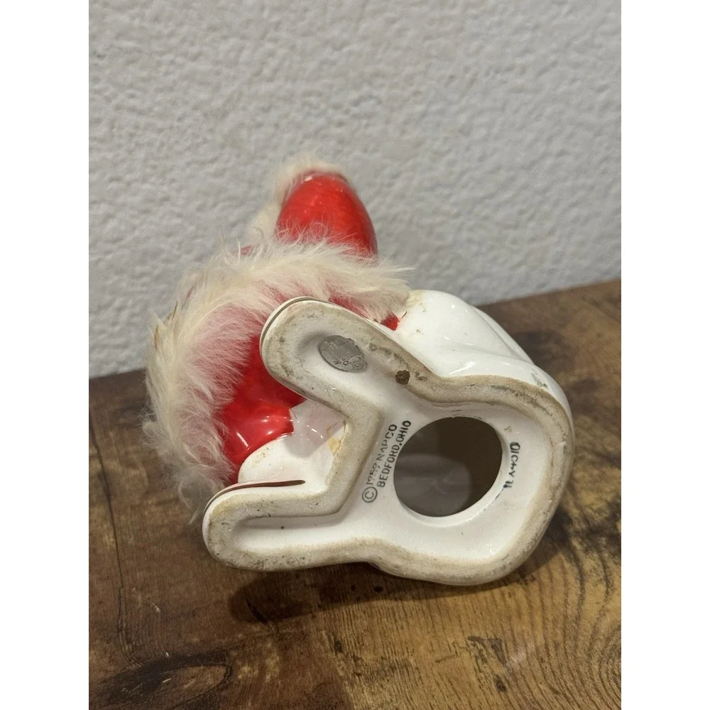 Santa Ceramic Bank 1959 Napco Bedford Ohio Vintage Made Japan Faux Fur Accent - Picture 7 of 15